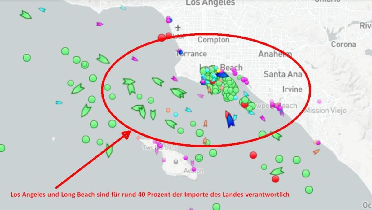 Lage spitzt sich zu: Blockade von 100 Containerschiffen an Häfen von Kalifornien