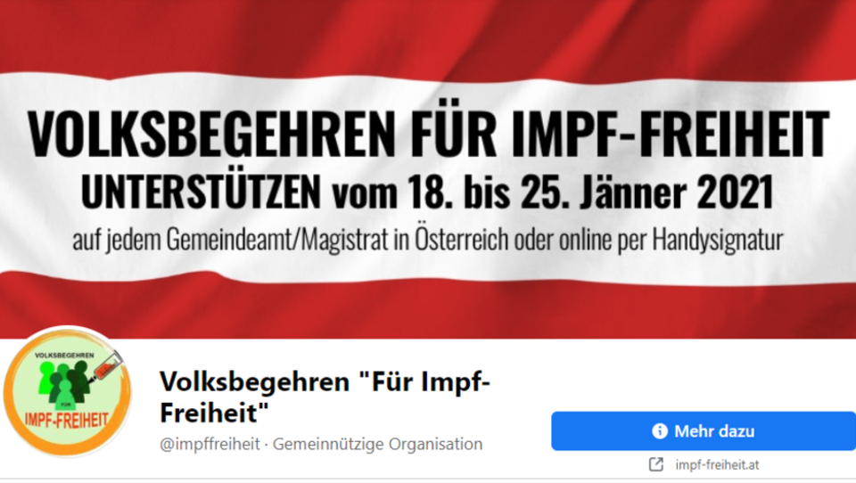 „Für Impf-Freiheit“: Volksbegehren in Österreich hat bisher 120.000 Unterstützer