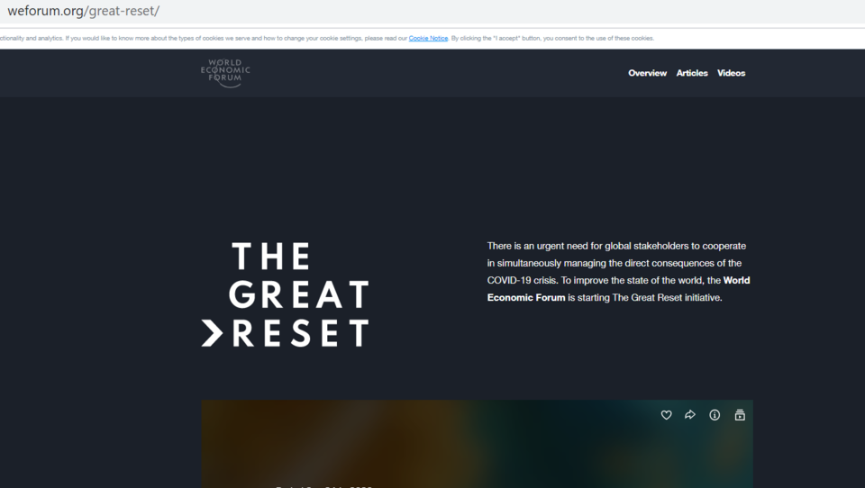 Das ist die offizielle Webseite der „Great Reset“-Initiative des Weltwirtschaftsforums