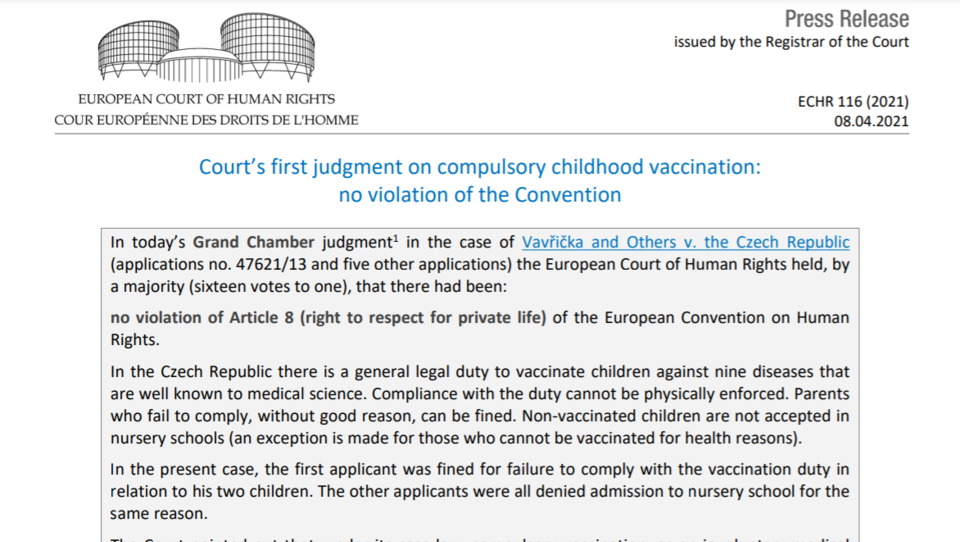 Europäischer Gerichtshof fällt Urteil über gesetzliche Verpflichtung bei Kinder-Impfungen