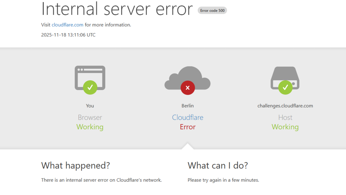 Cloudflare down: Internetdienste X und ChatGPT massiv von Cloudflare-Störung betroffen