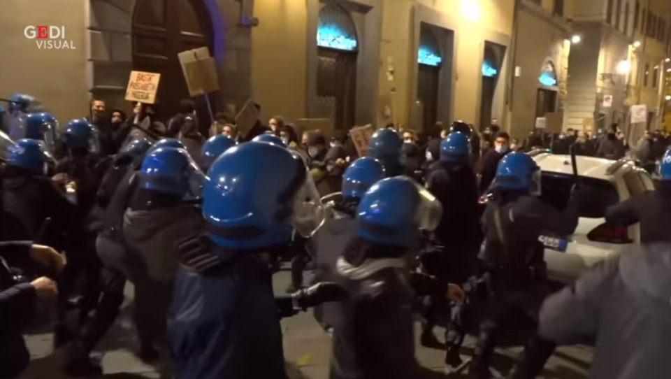 Schwere Corona-Unruhen und massive Polizeigewalt in Florenz