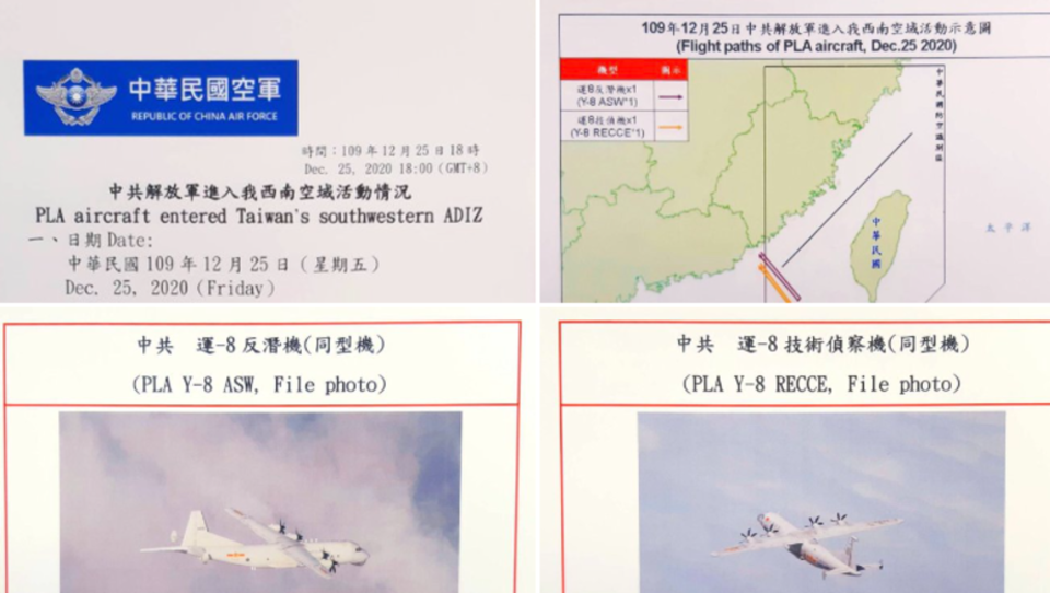 Am 1. Weihnachtstag: Chinesische Kampfjets dringen in Taiwans Luftraum ein